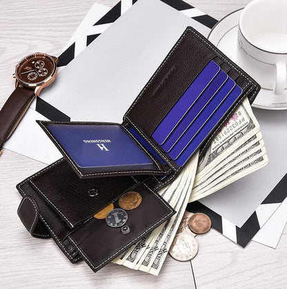 Men’s Genuine Leather Wallet – Hot Designer Short Wallet with Card Holder & Cash Pocket