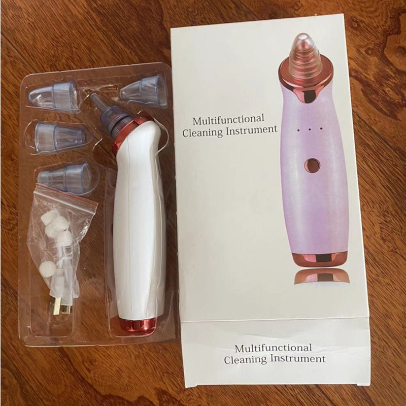 Electric Blackhead Removal Device – Household Pore Cleaner with 5 Suction Heads & USB Charging