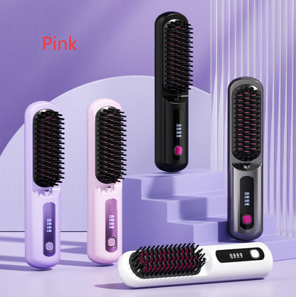 Wireless Anion Portable Straight Comb – Safe Hair Straightener Brush with USB Charging