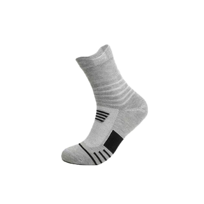 Men’s Thick Towel Bottom Sports Socks – Quick-Dry Mid-Calf & Short Running Socks