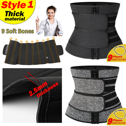 Tummy Sweat Shapewear Bodysuit for Women – Waist Trainer Slimming Corset with 2-3 Belts