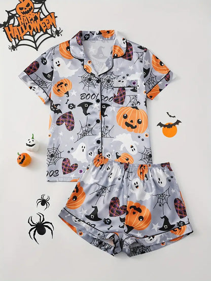 Women’s Summer Pajamas Set – Short Sleeve Cardigan Loungewear with Shorts