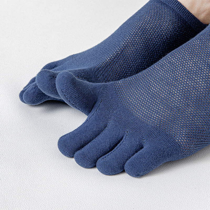 Men’s Thin Mesh Five Finger Invisible Socks – Breathable Cotton No-Show Socks