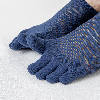 Men’s Thin Mesh Five Finger Invisible Socks – Breathable Cotton No-Show Socks