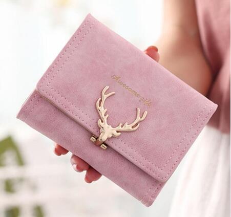 Korean Fashion Frosted Deer Women’s Wallet – PU Leather Multi-Card Coin Purse