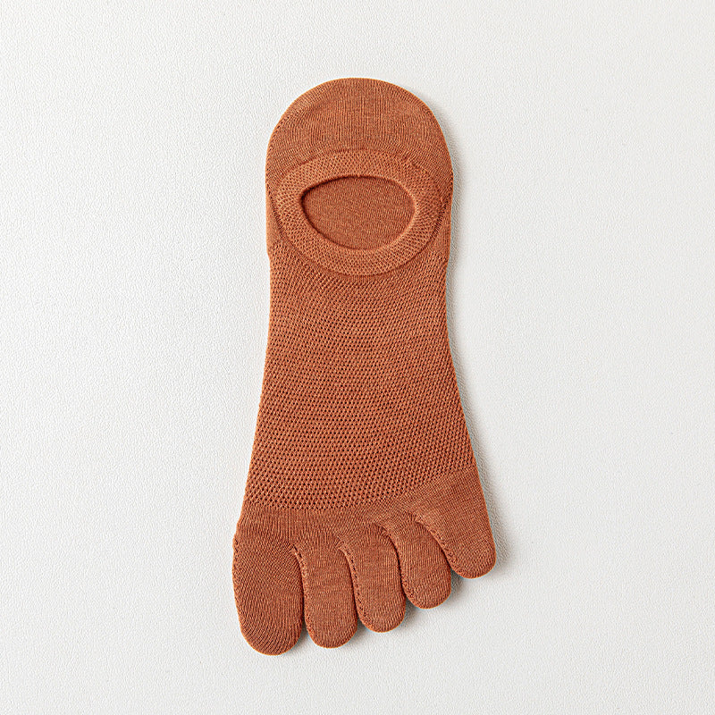 Men’s Thin Mesh Five Finger Invisible Socks – Breathable Cotton No-Show Socks