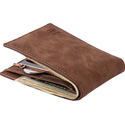 Fashion Men’s Wallet – Slim PU Leather Money Clip Wallet with Coin Pocket, Zipper & Card Holder