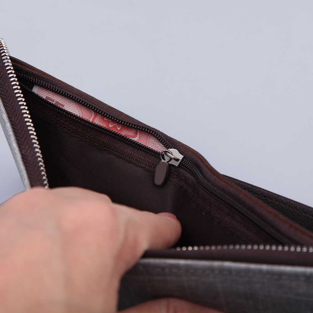 Men’s Canvas Short Wallet – Retro Multifunctional Zipper Bifold Purse with Card & Coin Holder