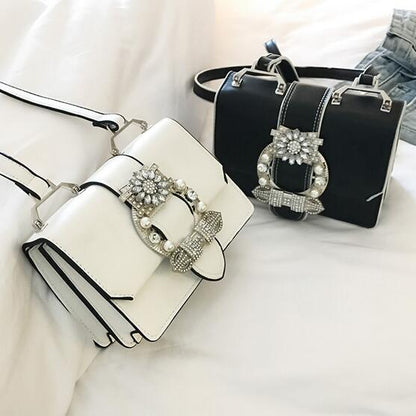 Fashion Designer Diamond Lock Handbag – Elegant Women’s PU Leather Shoulder & Crossbody Bag