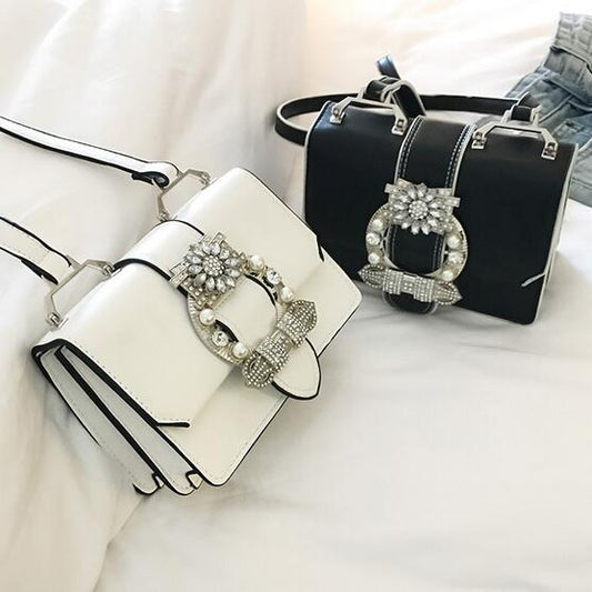 Fashion Designer Diamond Lock Handbag – Elegant Women’s PU Leather Shoulder & Crossbody Bag