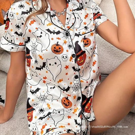 Women’s Summer Pajamas Set – Short Sleeve Cardigan Loungewear with Shorts