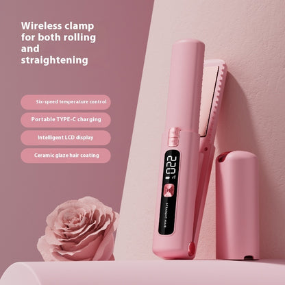 Wireless Hair Straightener with LCD Display – Portable Anion Curling & Straightening Splint