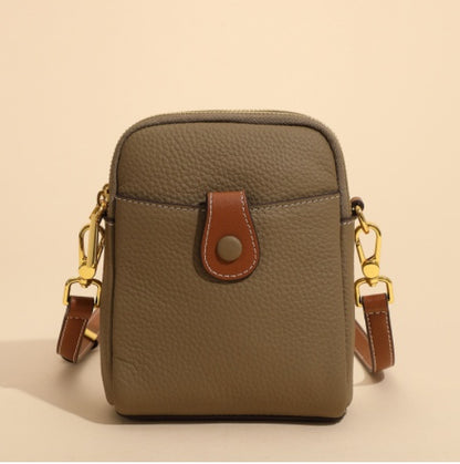 Women’s Leather Crossbody Phone Bag – Small Lychee Pattern Wallet Purse