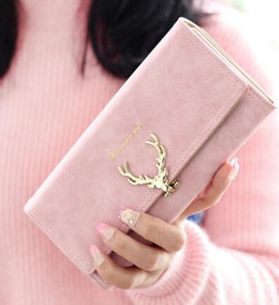 Korean Fashion Frosted Deer Women’s Wallet – PU Leather Multi-Card Coin Purse