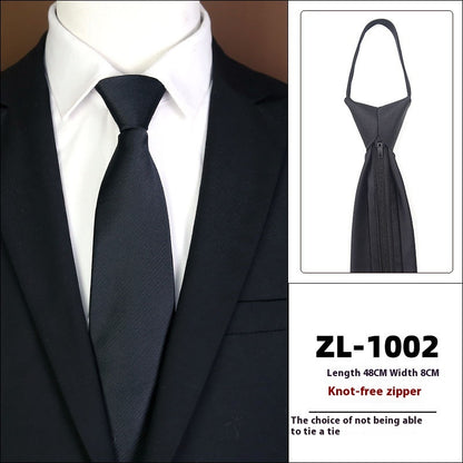 Men’s Formal Business Zipper Tie – Striped Jacquard Knot-Free Necktie