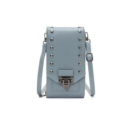 Women’s Rivet Design Crossbody Shoulder Bag – PU Leather Mobile Phone Handbag