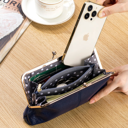 European & American Retro Genuine Leather Long Clutch Wallet – Vintage Oil Wax Clip Bag