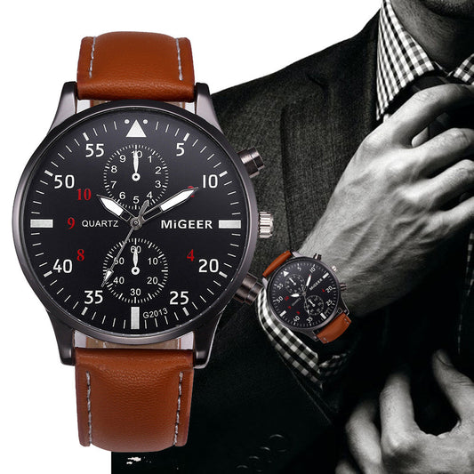 Retro Design Leather Band Men’s Quartz Watch – Top Brand Analog Sports Wristwatch