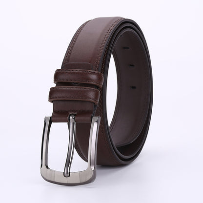 Men’s Pin Buckle Cowhide Belt – Genuine Leather Business & Casual Fashion
