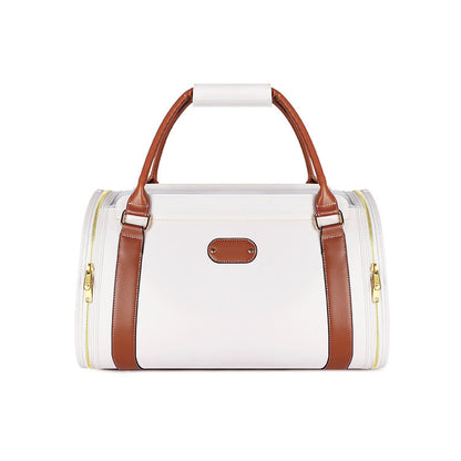 Fashion Portable Leather Pet Bag – Personalized Solid Color Travel Carrier for Dogs & Cats