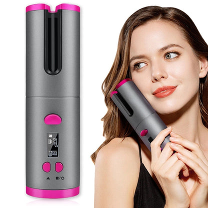 Multifunctional Automatic Wireless Curling Iron – Cordless LCD Hair Curler with Fast Heating & USB Rechargeable Battery