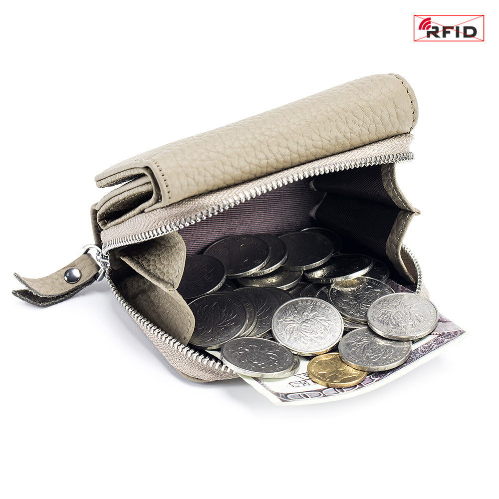 Women’s Leather Tri-fold RFID Wallet – Mini Large Capacity Coin & Card Holder