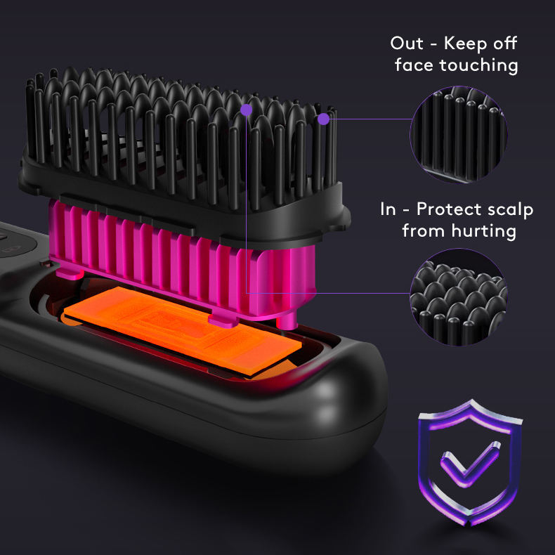 2-In-1 Wireless Hair Straightener Brush – Portable Fast Heating Comb & Hot Curler, USB Rechargeable
