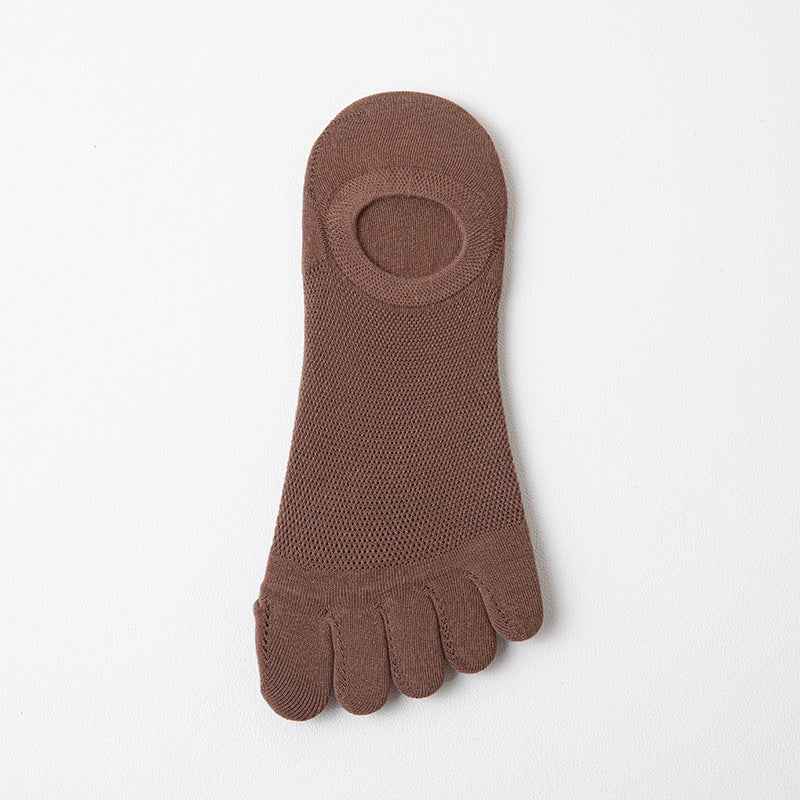 Men’s Thin Mesh Five Finger Invisible Socks – Breathable Cotton No-Show Socks