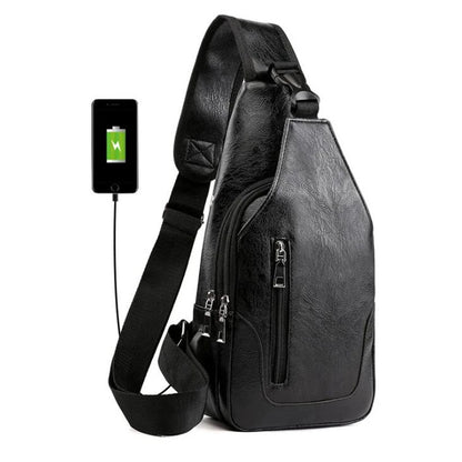 Luxury Men’s Leather Messenger Chest Bag – Vintage Crossbody Business Sling Shoulder Pack