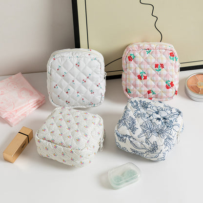Cute Change Women’s Key Storage Bag – Small Floral Polyester Wallet for Keys & Coins