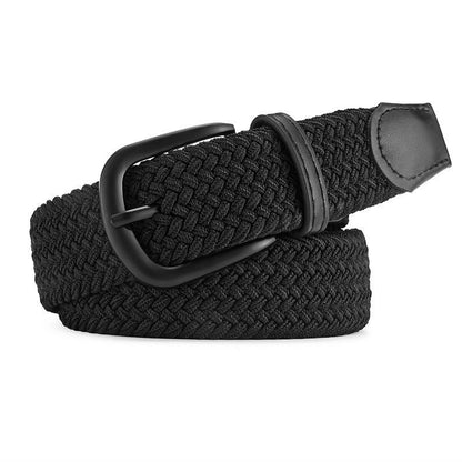 Unisex Woven Elastic Belt – Stretch Canvas Punch-Free Belt with Alloy Buckle