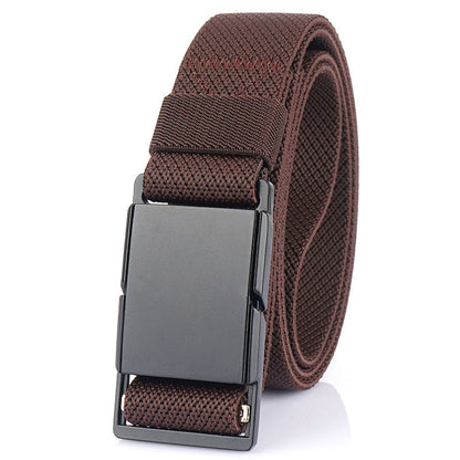 Men’s Casual Belt with Metal Magnetic Buckle – All-Matching Polyester Fiber Jeans Belt