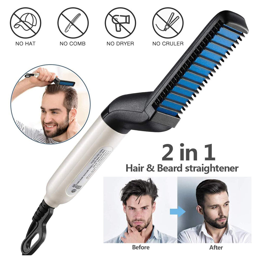 Electric Hair Straightener Brush – Men’s Quick Beard Styler Comb & Multifunctional Hair Straightening Tool