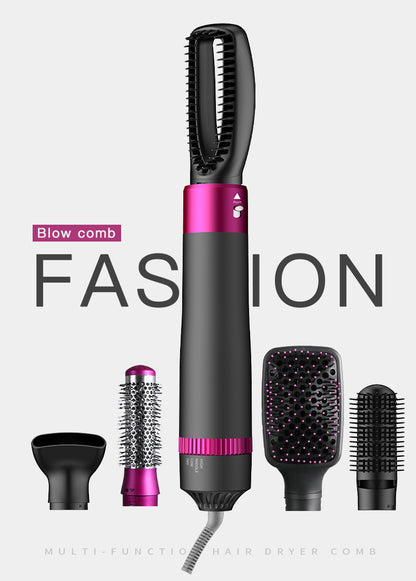 5-in-1 Hot Air Comb Curler & Hair Dryer – Negative Ion Styling Brush with 3 Speed Adjustment (US Standard)