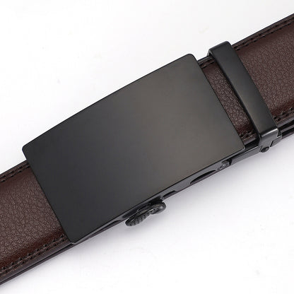 Men’s Genuine Cowhide Leather Belt – Automatic Alloy Buckle Business & Casual
