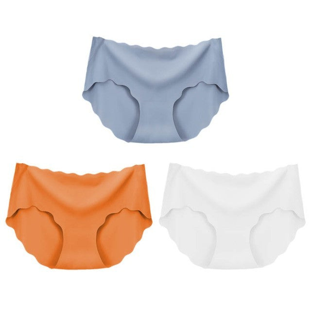 3Pcs Women’s High-Waist Seamless Silk Panties – Soft Breathable Lingerie Set