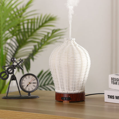 Creative Cane Weaving Humidifier – 150ml Ultrasonic Aromatherapy Diffuser for Home & Office