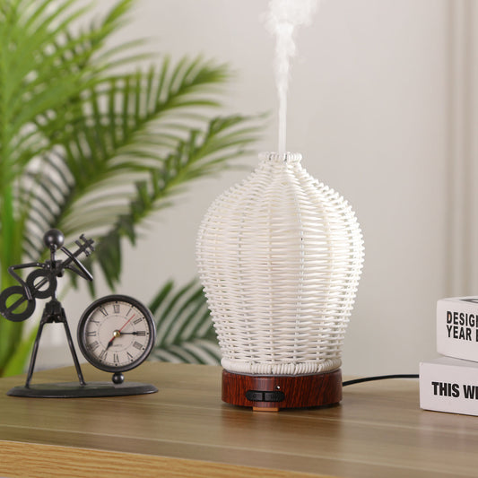 Creative Cane Weaving Humidifier – 150ml Ultrasonic Aromatherapy Diffuser for Home & Office