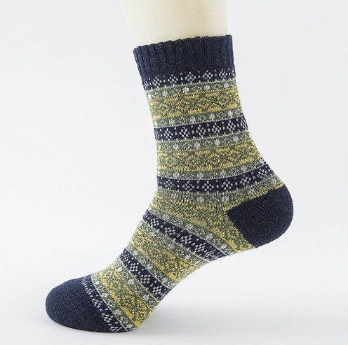 Winter Warm Stripe Wool Socks – 5 Pairs Thick Casual Business Socks for Men