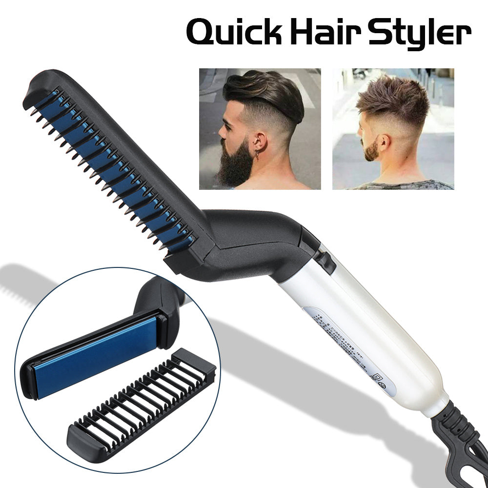 Electric Hair Straightener Brush – Men’s Quick Beard Styler Comb & Multifunctional Hair Straightening Tool