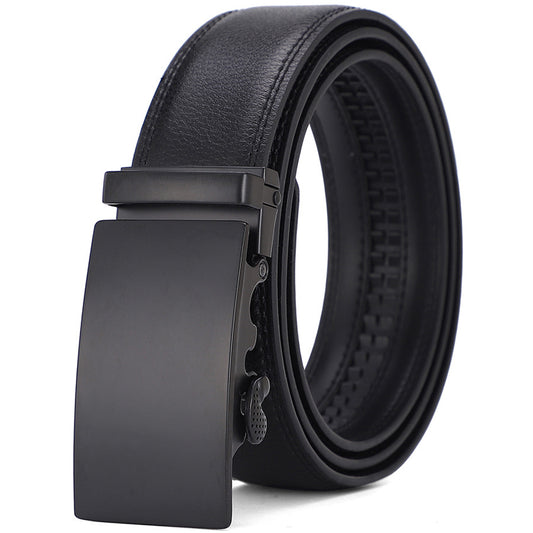 Men’s Genuine Cowhide Leather Belt – Automatic Alloy Buckle Business & Casual