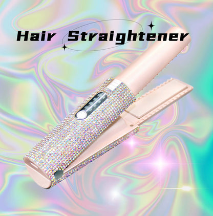 2-in-1 Electric USB Hair Straightening Brush – Wireless Ceramic Comb & Hair Curler