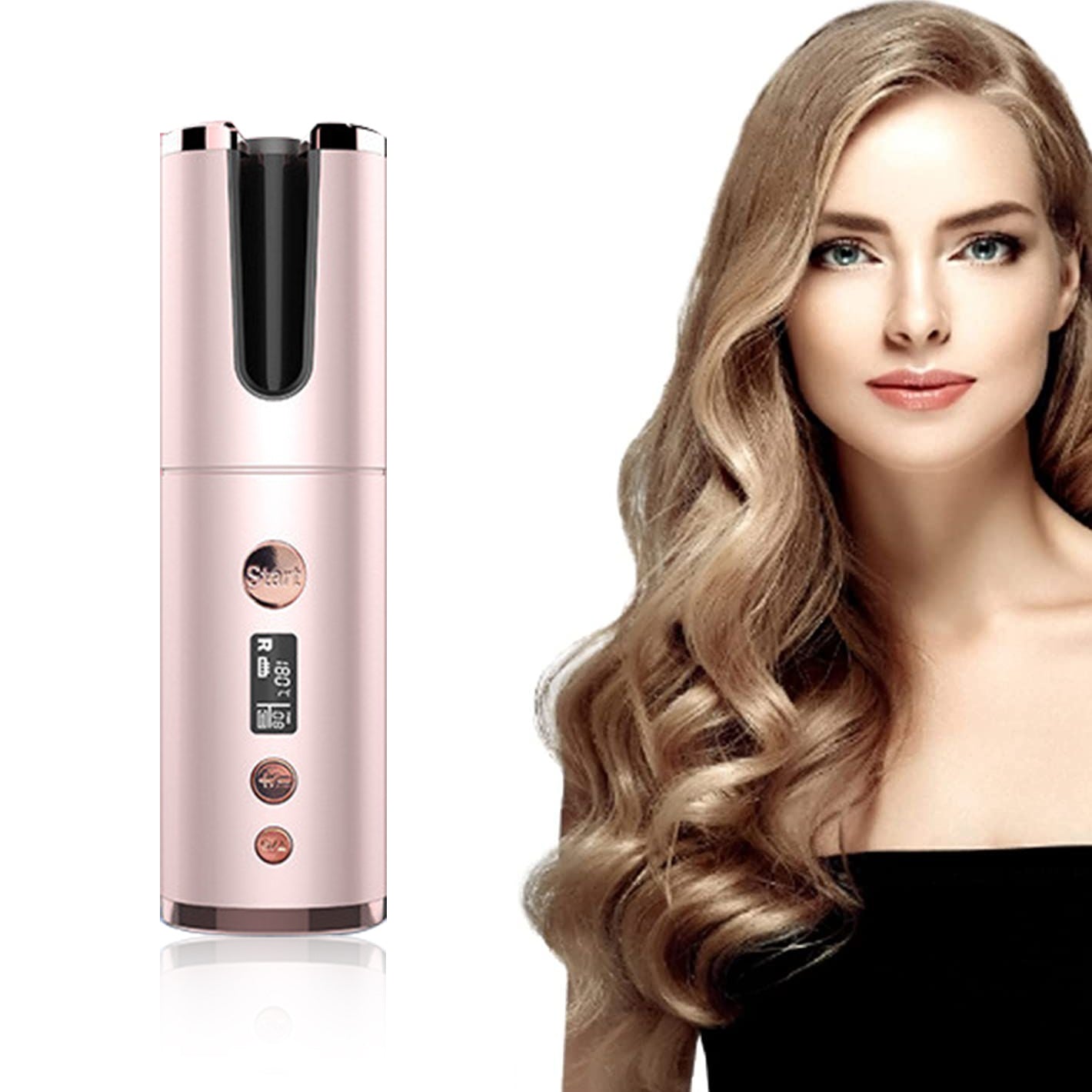 Wireless Automatic Curling Iron – Rechargeable Rotating Hair Curler with 4000mAh Battery & Negative Ion Care