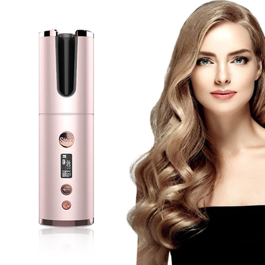 Wireless Automatic Curling Iron – Rechargeable Rotating Hair Curler with 4000mAh Battery & Negative Ion Care