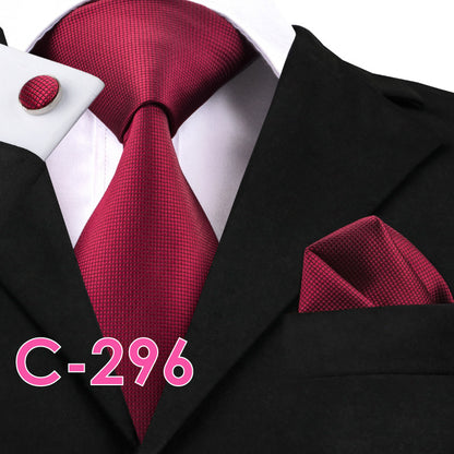 Men’s Solid Color Ribbed Collar Tie – Jacquard Woven Silk Floral Necktie with Wool Lining