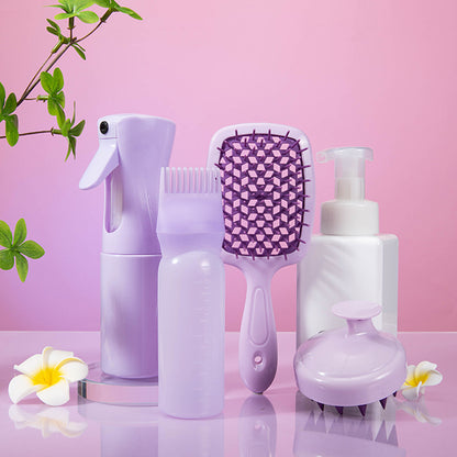 High Pressure Spray Bottle with Silicone Shampoo Brush & Hollow Hair Dyeing Comb Set