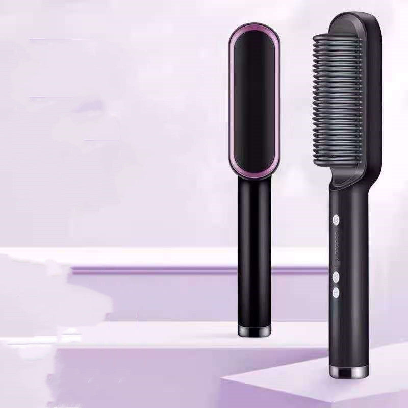 2-In-1 Hair Straightener Hot Comb – Negative Ion Curling Tong & Dual-Purpose Electric Hair Brush