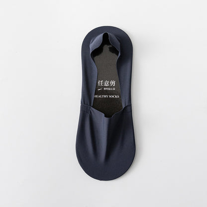 Men’s Invisible Low Cut Socks – Seamless Ice Silk Cotton Non-Slip Breathable