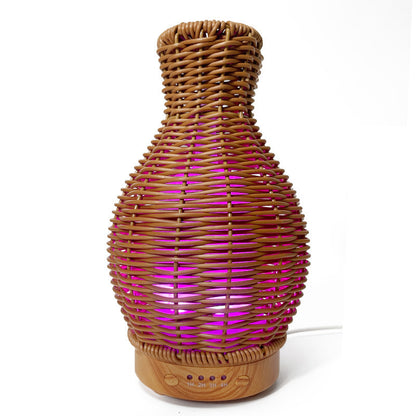 Rattan Cane Weaving Aromatherapy Diffuser – 120ml Ultrasonic Essential Oil Humidifier with Timer & Quiet Operation