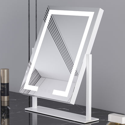 Desktop LED Light Makeup Mirror – Metal Frame Vanity Mirror for Bedroom & Beauty